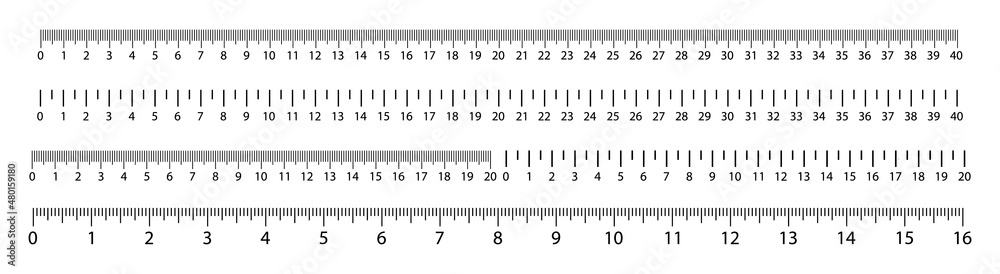 Vector rulers set. Measure scales with cm and inch. Metric tapes with centimeters, millimeters. Icons of flat vertical chart lines for length and size on white background. Tool design for square rule Vector rulers set. Measure scales with cm and inch. Metric tapes with centimeters, millimeters. Icons of flat vertical chart lines for length and size on white background. Tool design for square rule