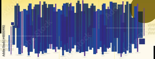 Copertina social, banner, astratto, business, forme geometriche, blu, giallo