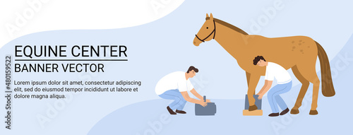 a vector banner with horse and veterinarians