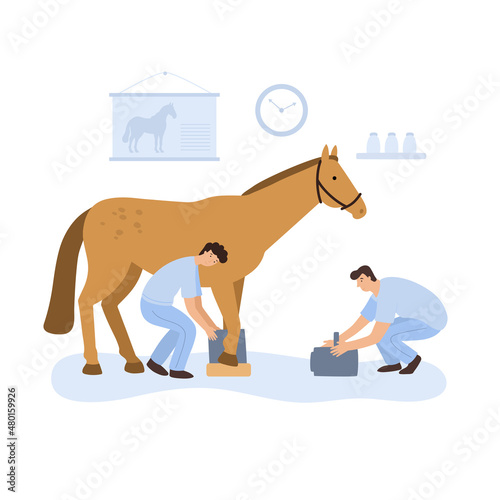vector image of men makeing horse xray