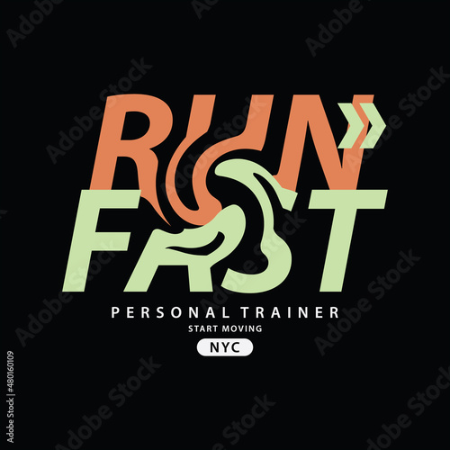 Vector illustration of letter graphic. RUN, perfect for designing t-shirts, shirts, hoodies etc.