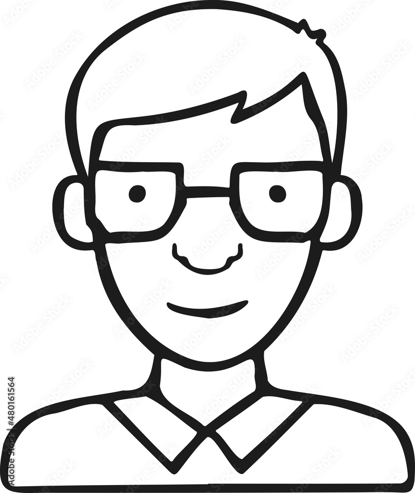 Face identification icon drawn by hand vector