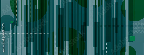 Copertina social, banner, astratto, business, geometrie, verde scuro