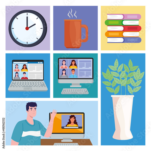 people and video conference icons