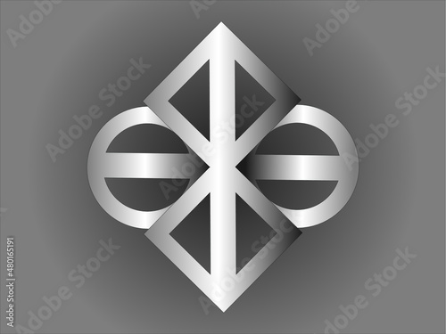 Symbol, będący projektem logo, uzyskany w wyniku przekształceń koła i kwadratu.