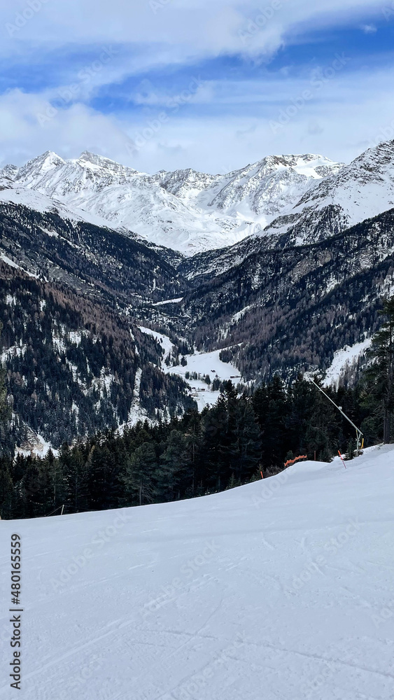 view of italian alps in winter
