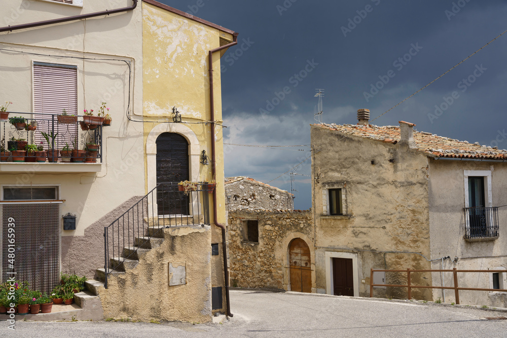 Castelvecchio Calvisio, medieval village in the Gran Sasso Natural Park, Abruzzi
