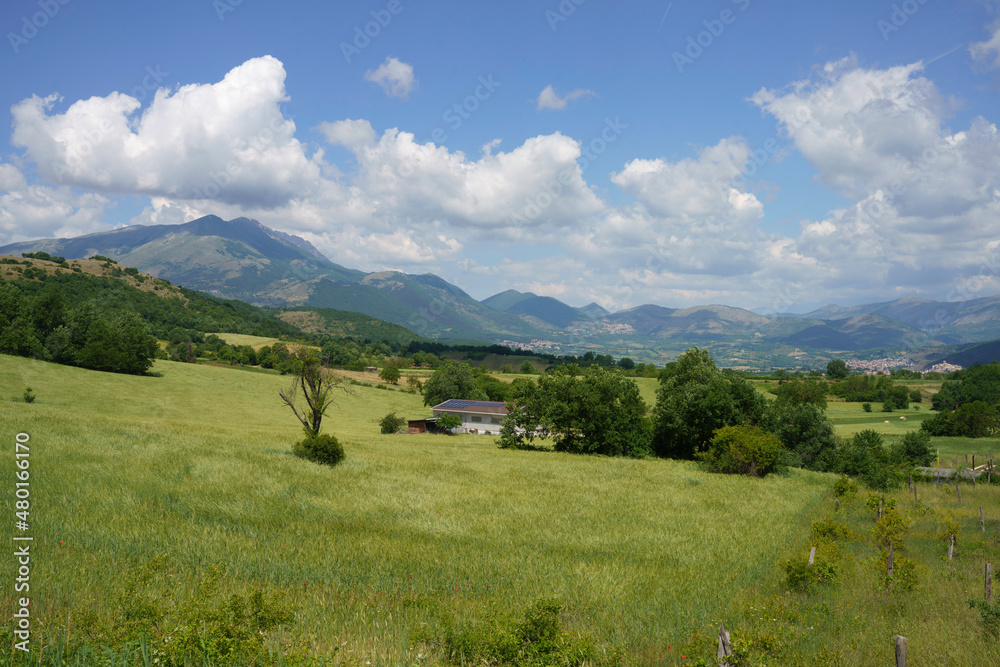 Fototapeta premium Landscape of Valle Peligna, Abruzzo, near Raiano and Anversa