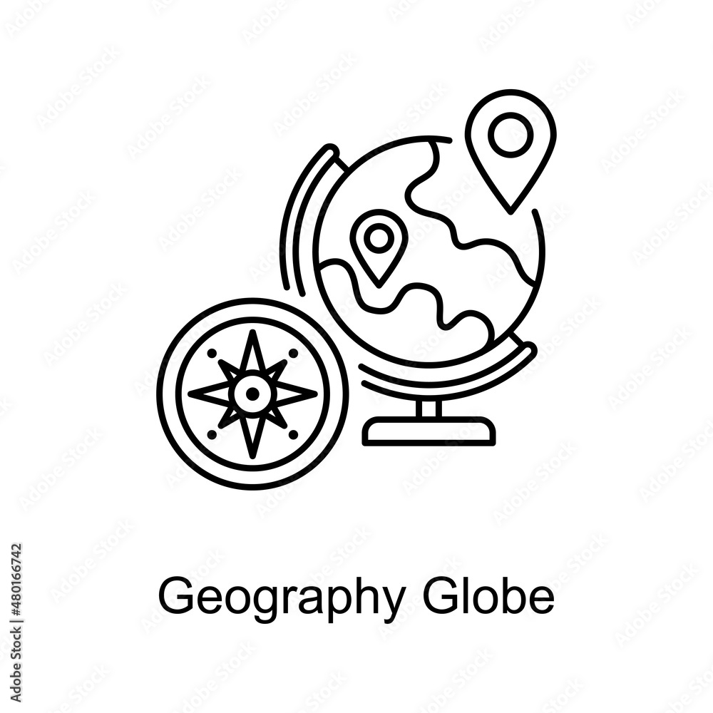 Fototapeta premium Geography Globe vector Outline Icon Design illustration. Educational Technology Symbol on White background EPS 10 File