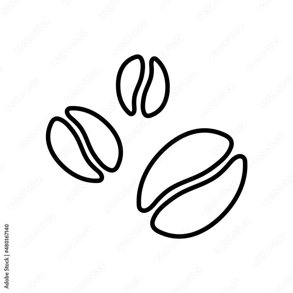 Coffee bean line icon, vector outline logo isolated on white background Coffee bean line icon, vector outline logo isolated on white background