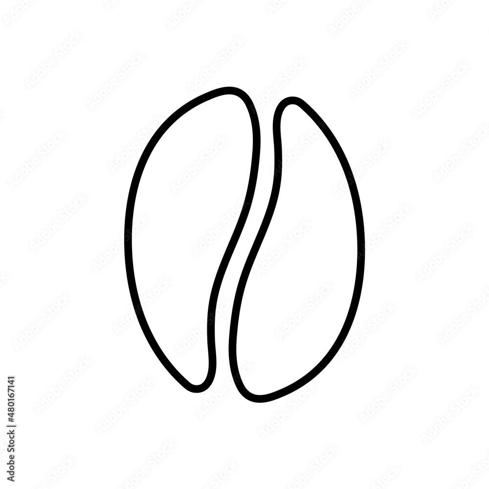 Coffee bean line icon, vector outline logo isolated on white background Coffee bean line icon, vector outline logo isolated on white background