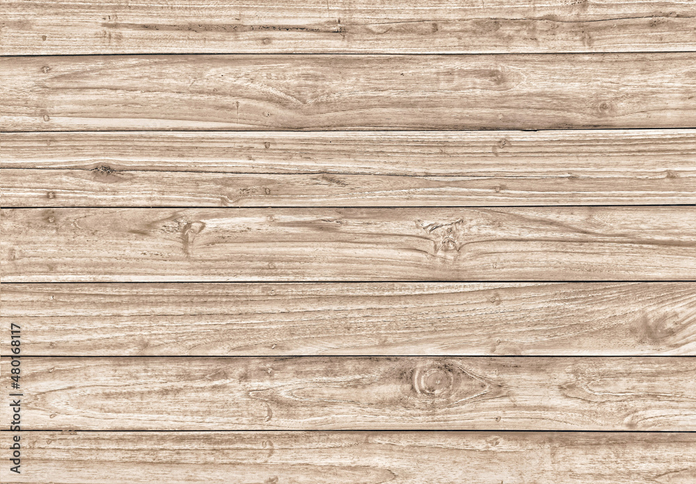Naklejka premium Old light color wood wall for seamless wood background and texture.
