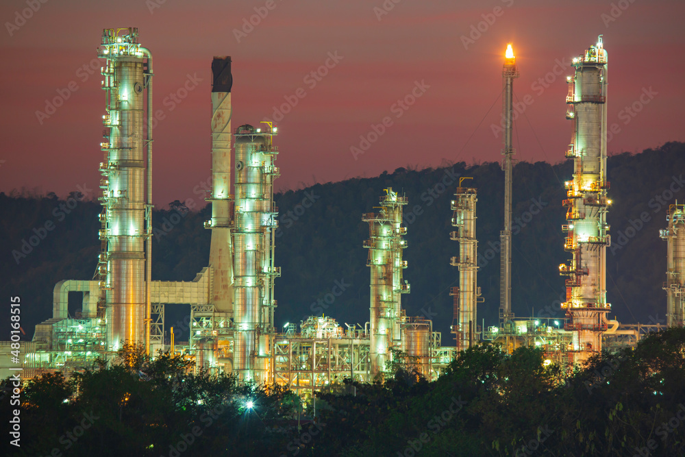 Fototapeta premium Oil​ refinery​ and​ plant of petrochemistry industry in oil​ and​ gas​ ​industry