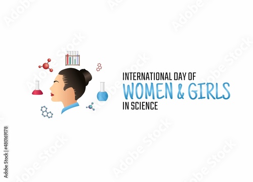 vector graphic of international day of women and girls in science good for international day of women and girls in science celebration. flat design. flyer design.flat illustration.