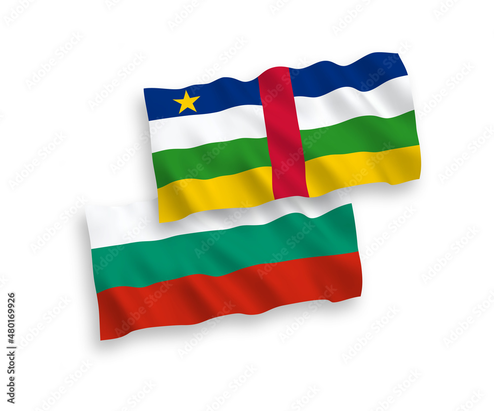 Flags of Central African Republic and Bulgaria on a white background Flags of Central African Republic and Bulgaria on a white background