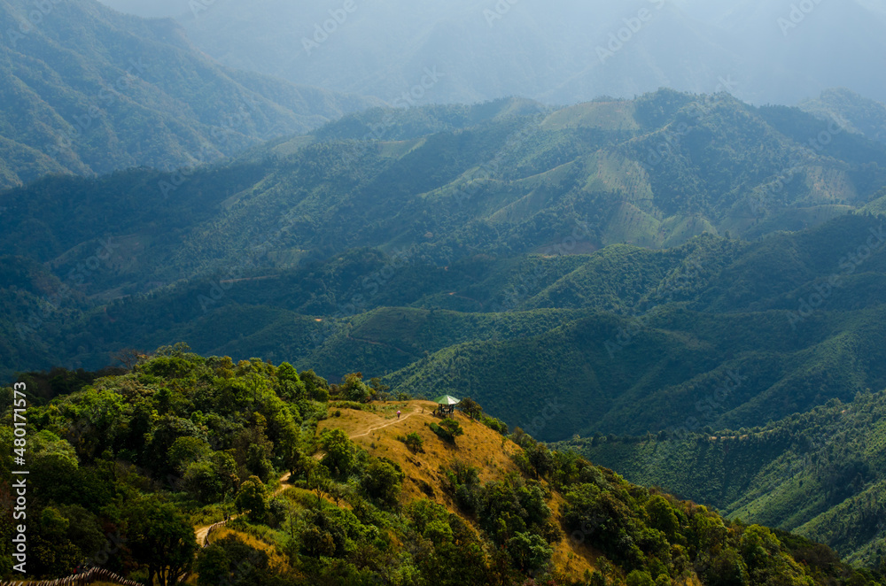Fototapeta premium Lanscape of mountains and mist , Located at Phetchabun,Thailand