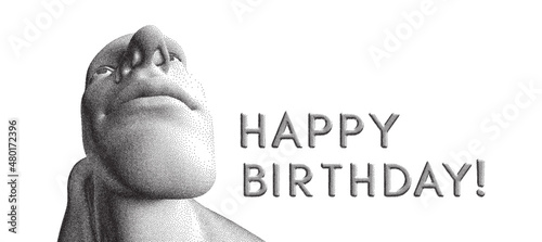 Happy birthday! Creative design for avatar or print. Funny caricature. Pixel art. Vector illustration. Can be used as a poster, postcard or banner.