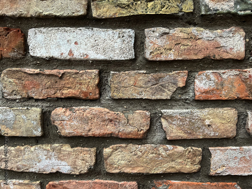 red old brick wall background, brick wall texture, brick wall structure. Template for an inscription. Mockup for design photo