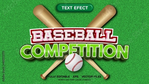 Editable text effects baseball theme