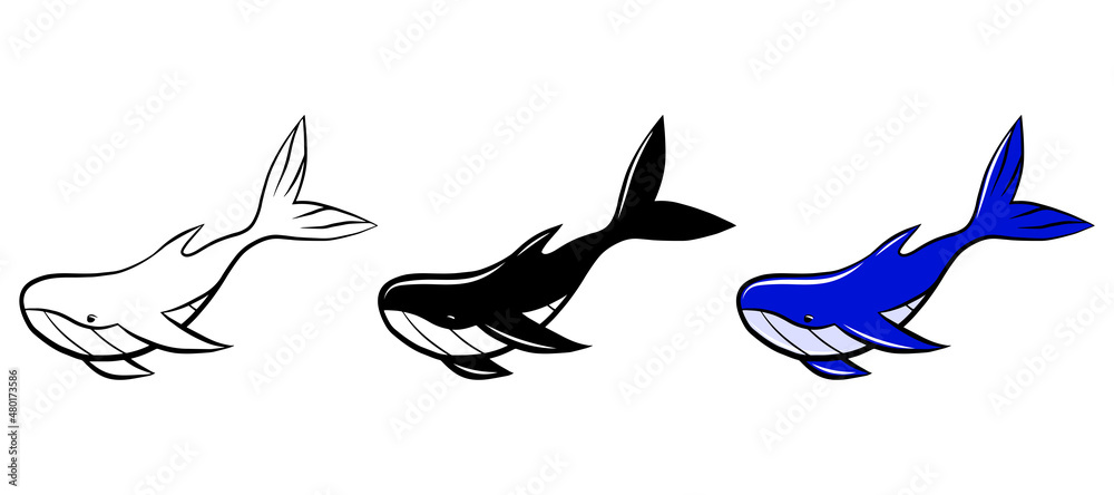 Fototapeta premium Whale icon set