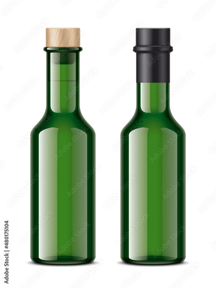 Color Glass Bottles on background. 