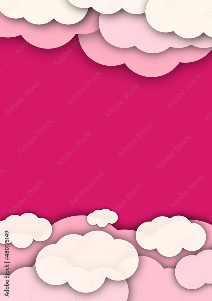 pink background with cloud with copy space. Valentine's Day Concept