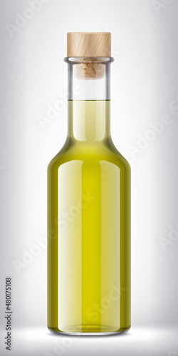 Glass Bottle with Cork on background. 