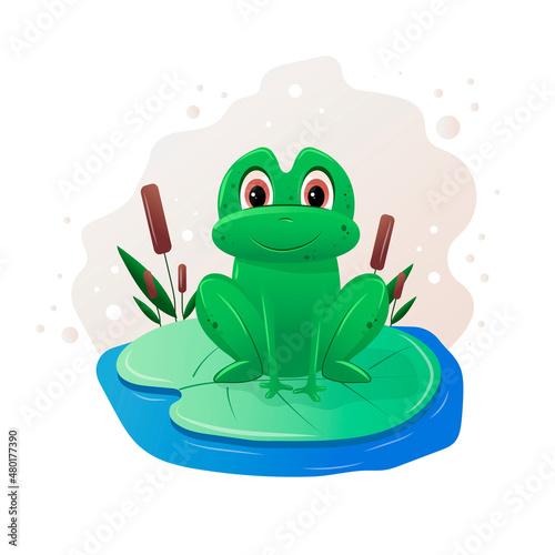 a happy frog is sitting on a leaf