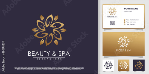 Flower logo concept with beauty concept Premium Vector