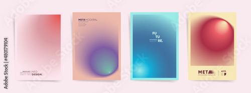 Aesthetic art modern poster cover design. Brochure abstract template layout with type, trendy circular pattern, fashion gradient. Home decor set. Vector background.
