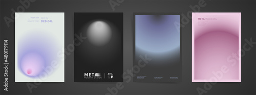 Gradient aesthetic art modern poster cover design collection. Brochure template set layouts with blur digital monochrome gradient. Vector science, x-ray a4 background. Black, white, pink colors.
