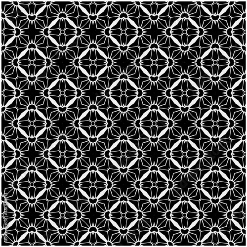 Black and white ethnic pattern with symmetrical elements . Abstract geometric pattern. Simple monochrome ornamental background. 