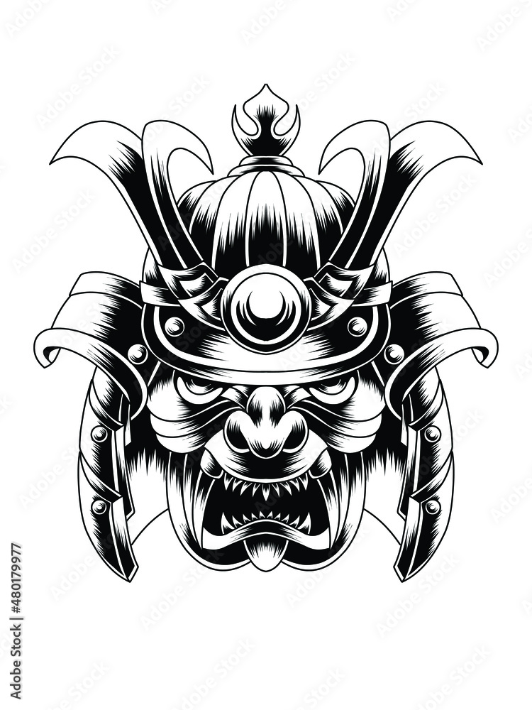 Artwork Illustration Samurai Monster Ancestor Line Art