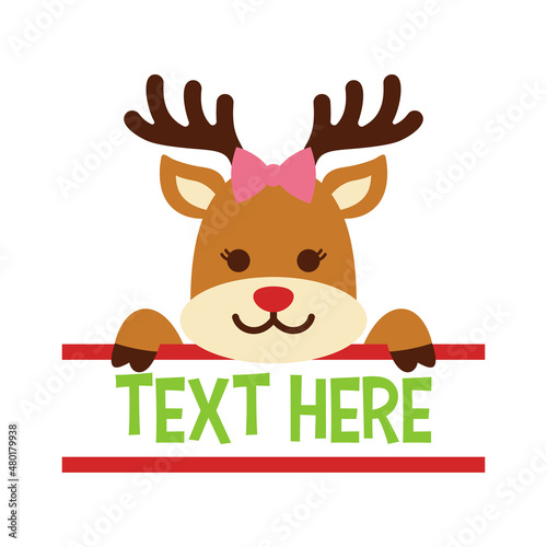 Vector Female Reindeer Name Frame