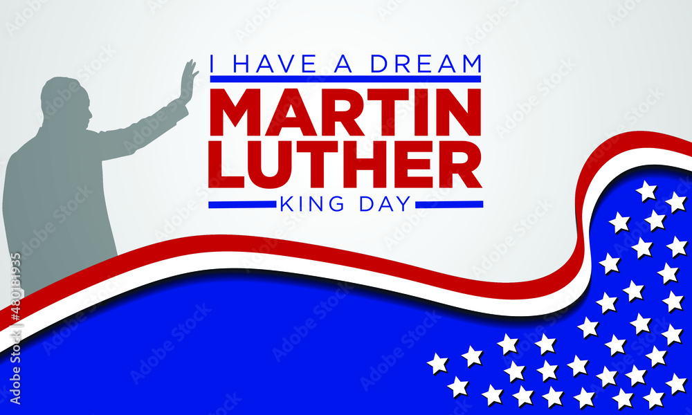 Martin Luther King Jr Vector Art on Abstract Background |  Martin Luther King Day MLK - obrazy, fototapety, plakaty 