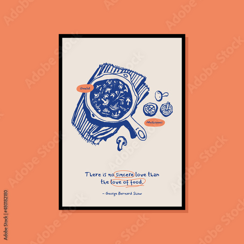 Minimalist hand drawn food poster for wall art collection photo