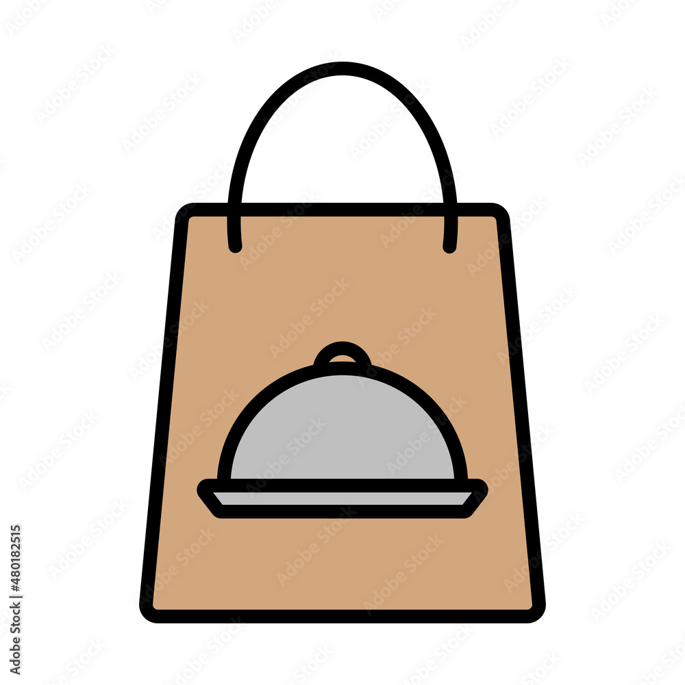 Paper Bag With Cloche Icon Paper Bag With Cloche Icon