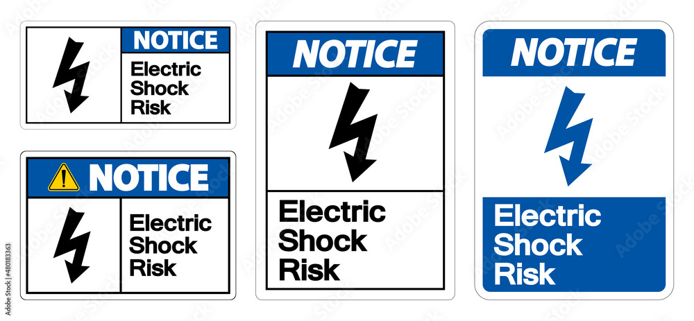 Notice Electric Shock Risk Symbol Sign On White Background Notice Electric Shock Risk Symbol Sign On White Background