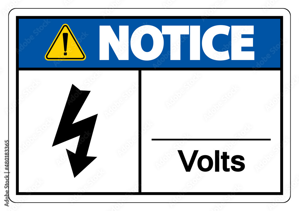 Notice Volts Symbol Sign On White Background Notice Volts Symbol Sign On White Background