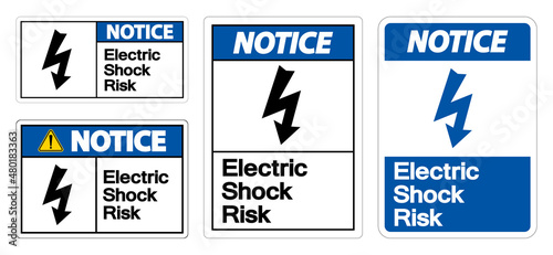 Notice Electric Shock Risk Symbol Sign On White Background
