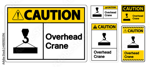Caution Overhead Crane Symbol Sign On White Background