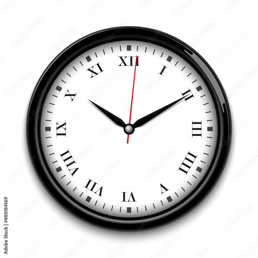 Wall clock with with the roman numeral, vector illustration Wall clock with with the roman numeral, vector illustration