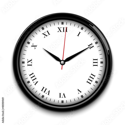 Wall clock with with the roman numeral, vector illustration