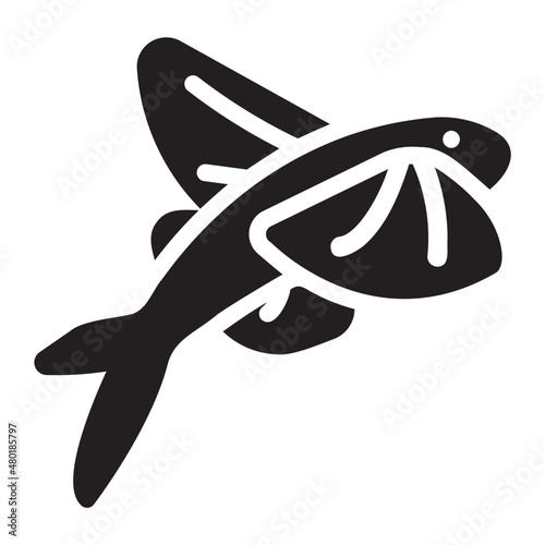 flying fish glyph icon
