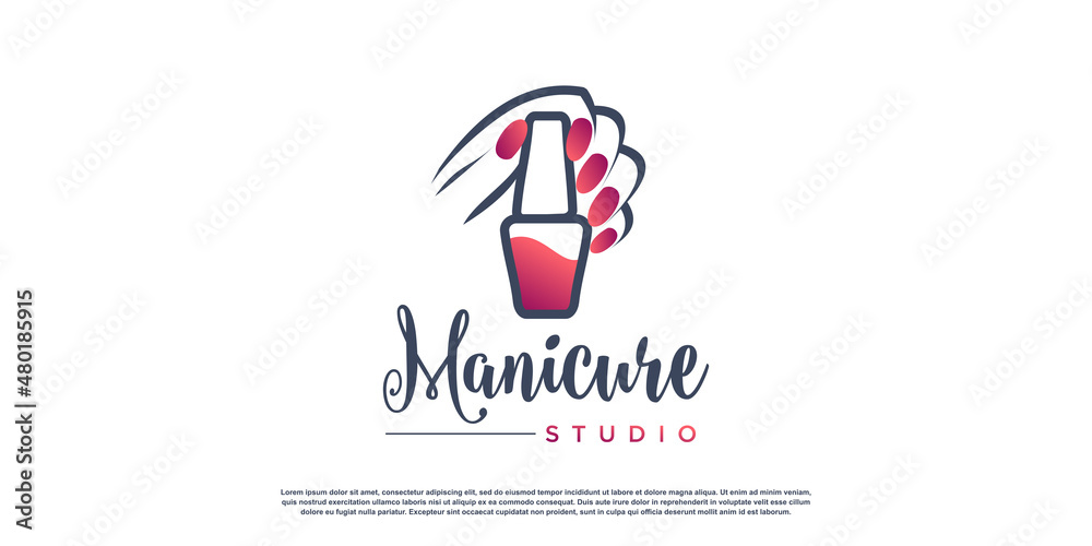 Nail beauty logo design template Premium Vector