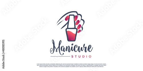 Nail beauty logo design template Premium Vector