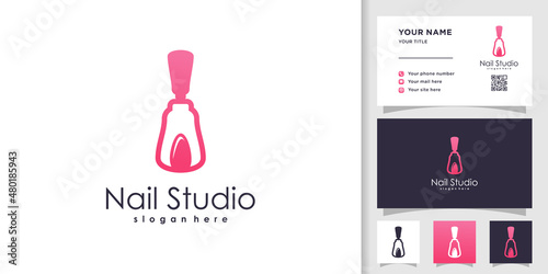 Nail beauty logo design template Premium Vector