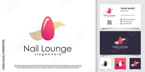 Nail beauty logo design template Premium Vector