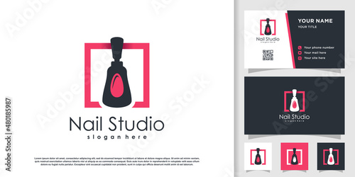 Nail beauty logo design template Premium Vector