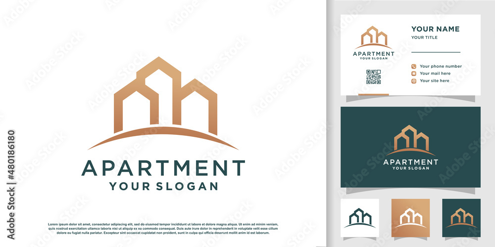 Apartment logo design template Premium Vector